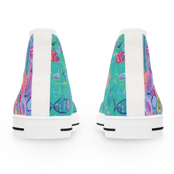 Tropical Fish high top womens canvas sneakers