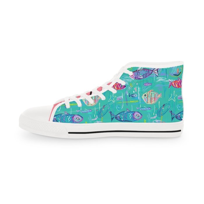 Tropical Fish high top mens sneakers