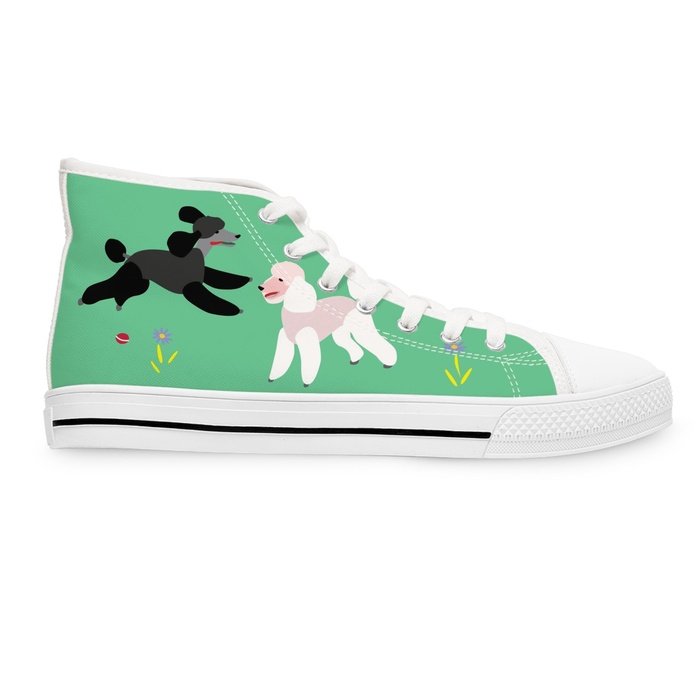 Poodles in the park high top womens canvas sneakers