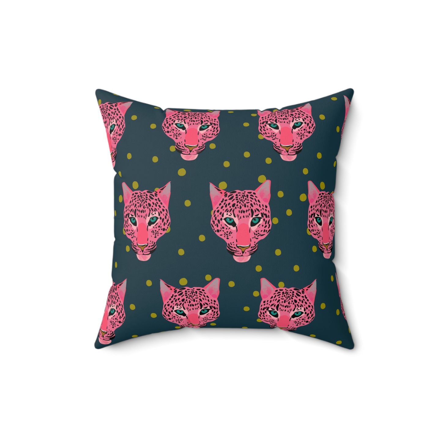 Pink leopard polkadot faux suede cushion