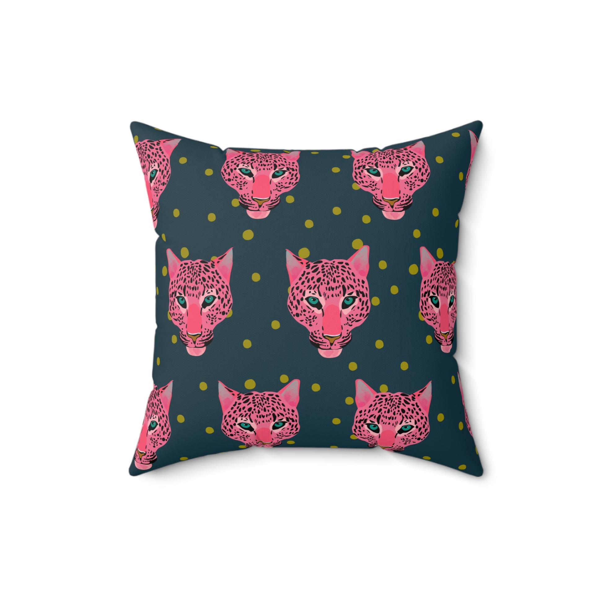 Pink leopard polkadot faux suede cushion