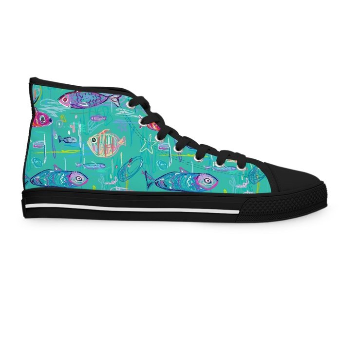 Tropical Fish high top womens canvas sneakers