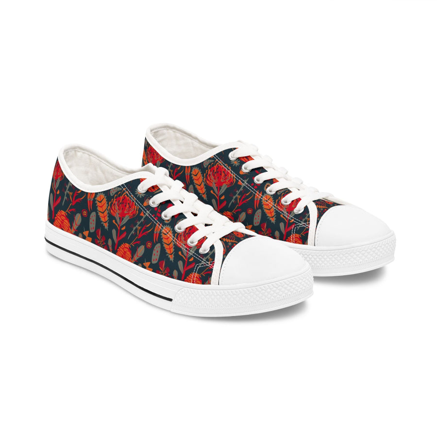 Australian flora blue womens low top sneakers