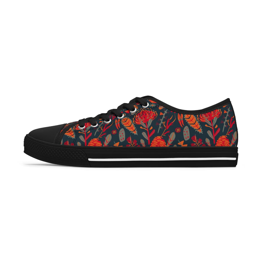 Australian flora blue womens low top sneakers