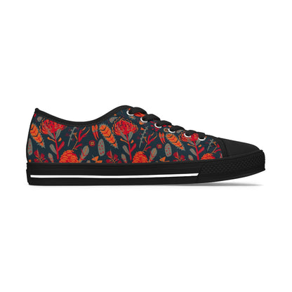 Australian flora blue womens low top sneakers