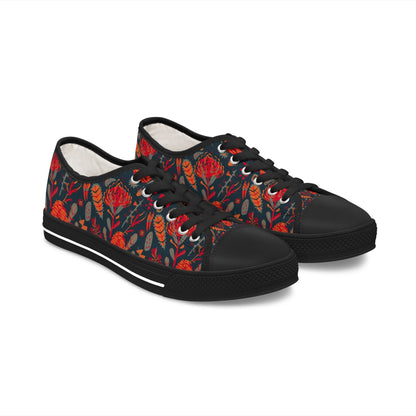 Australian flora blue womens low top sneakers
