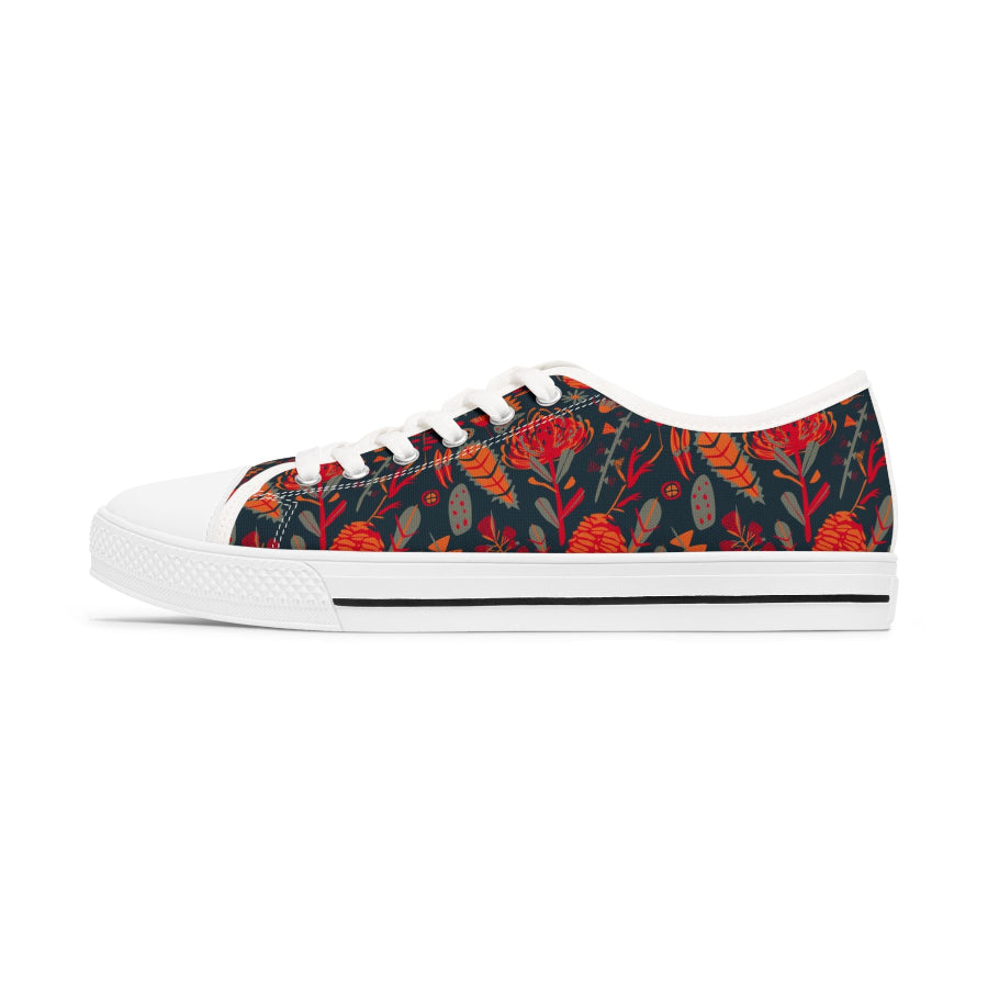 Australian flora blue womens low top sneakers