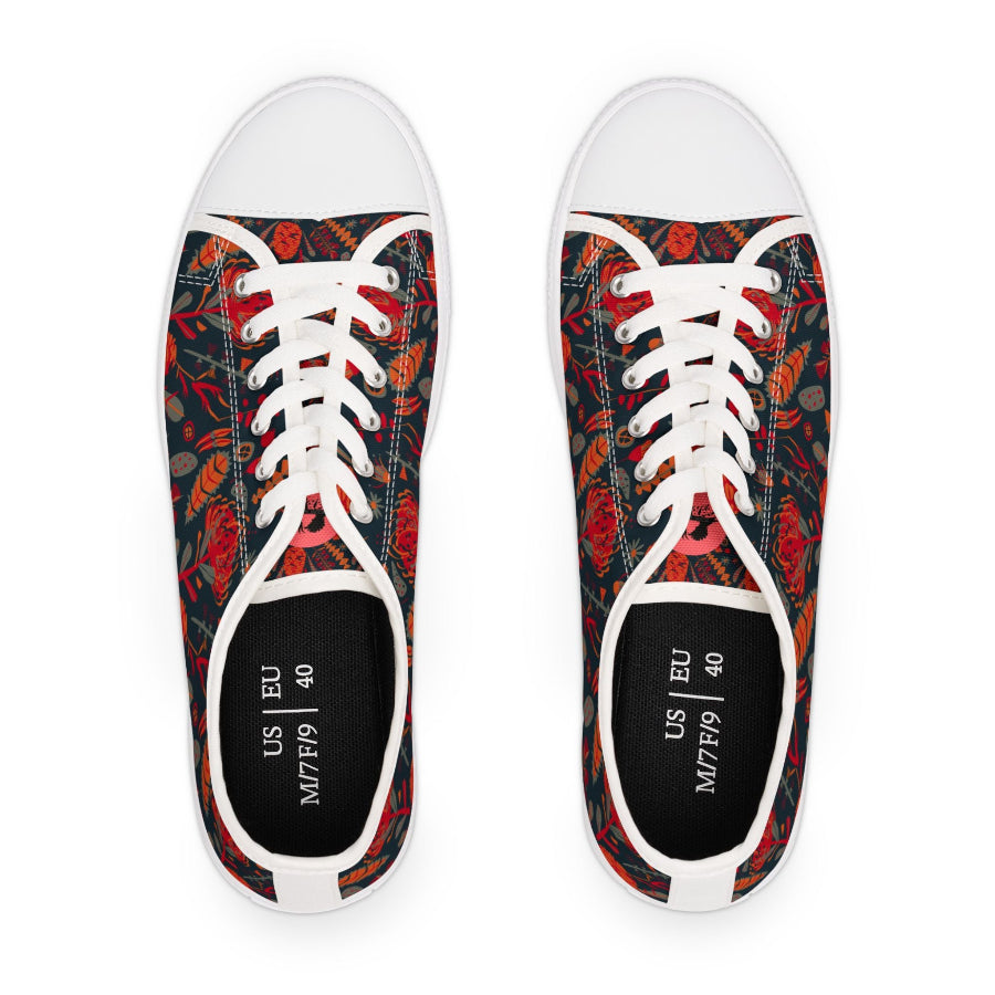 Australian flora blue womens low top sneakers