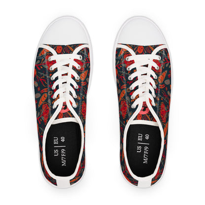 Australian flora blue womens low top sneakers