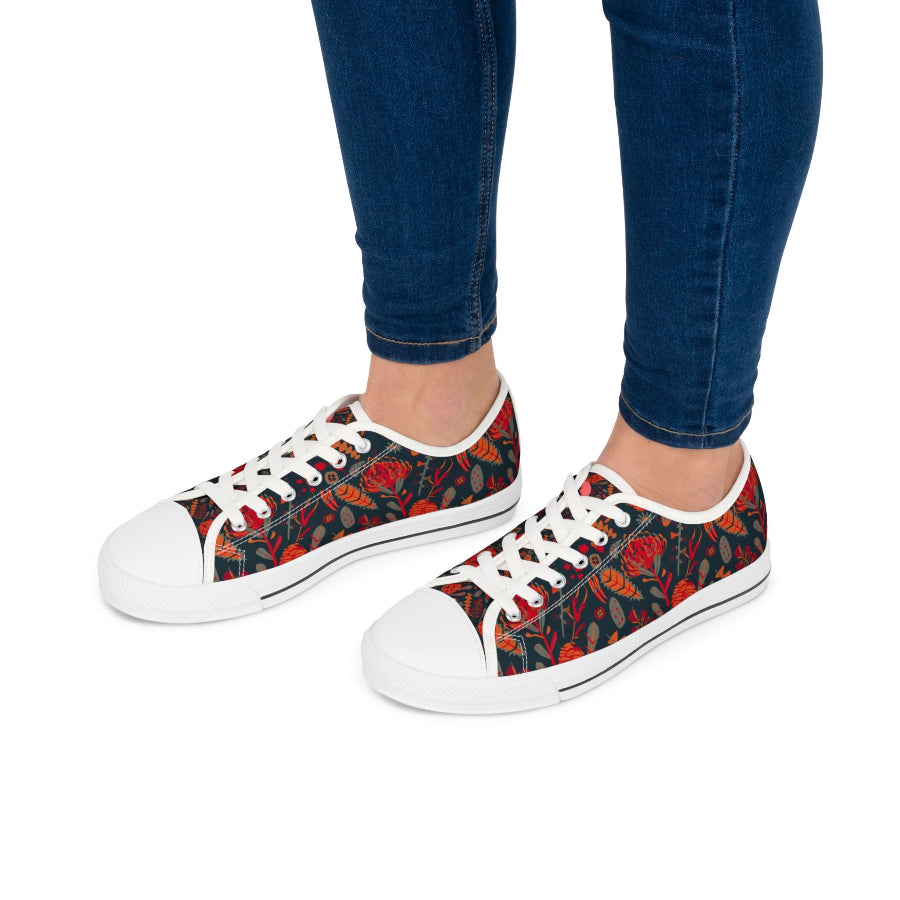 Australian flora blue womens low top sneakers