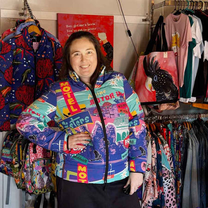 Retro Blue Mountains women’s puffer jacket