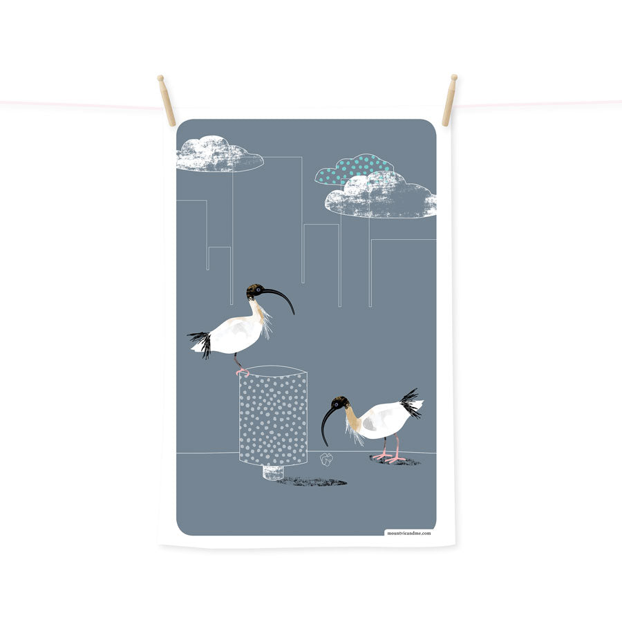 PRE ORDER Bin Chicken Ibis tea towel