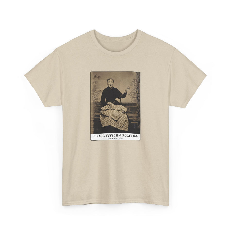 Bitch, stitch & politics cotton t shirt