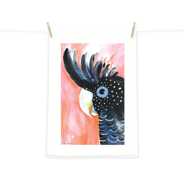 Black Cockatoo tea towel