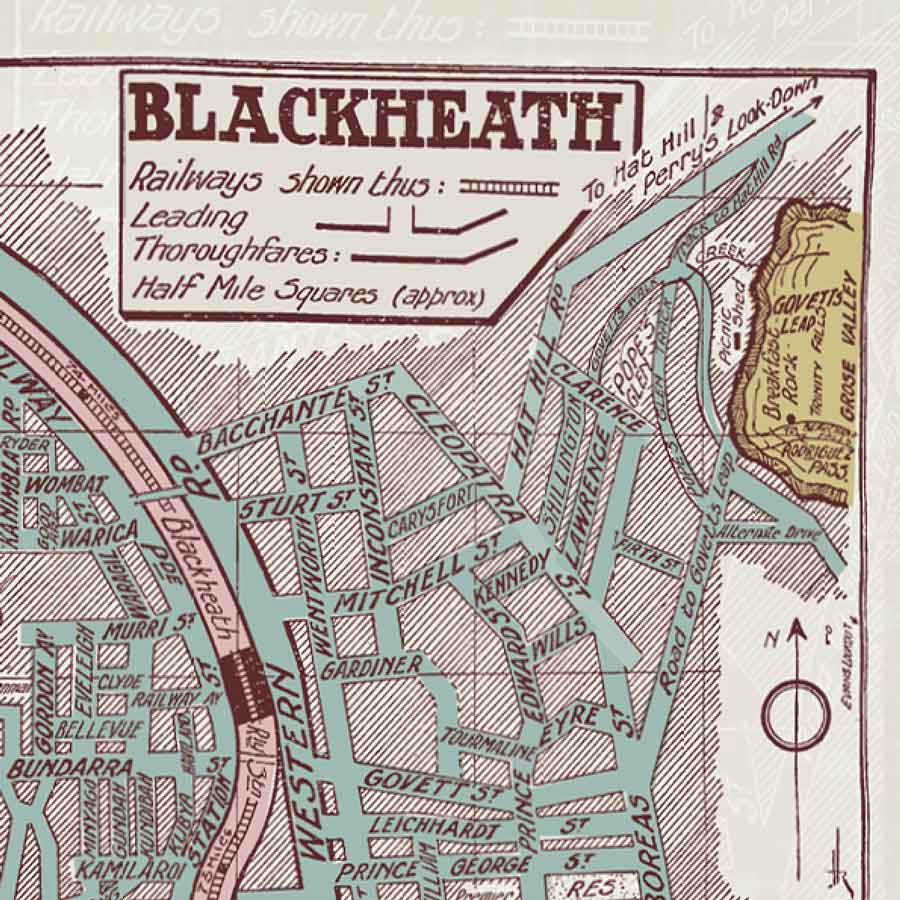 Blackheath vintage map tea towel