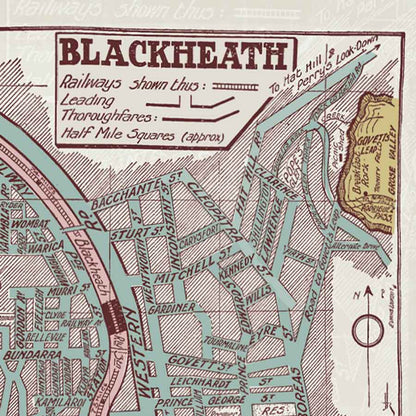 Blackheath vintage map tea towel