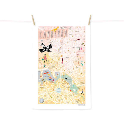 Canberra map tea towel