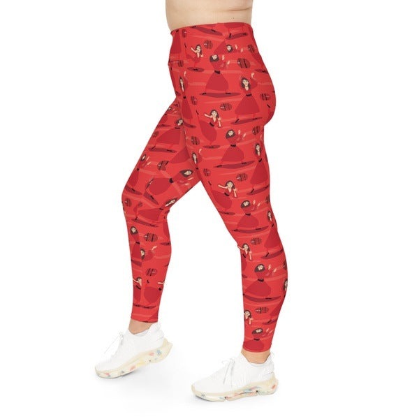 Cathy Dance Moves Red Curvy Leggings 2xl-6xl