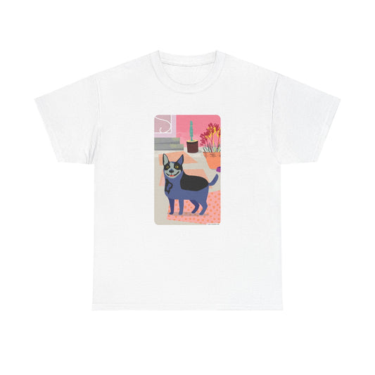 Cattle Dog in backyard classic cotton t shirt