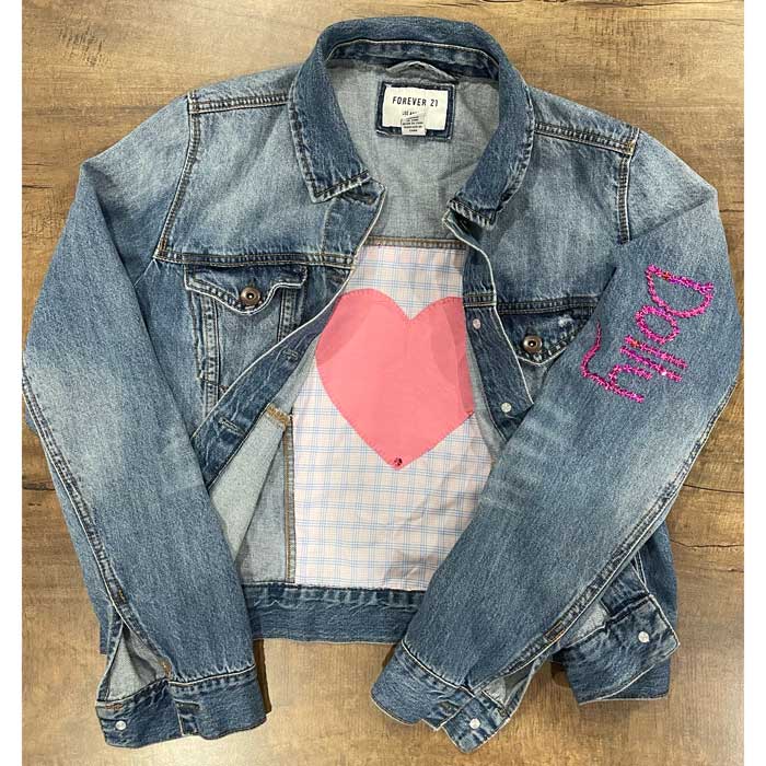 sz M Dolly upcycled denim jacket