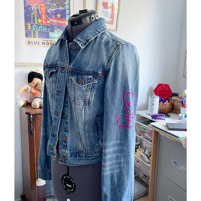 sz M Dolly upcycled denim jacket