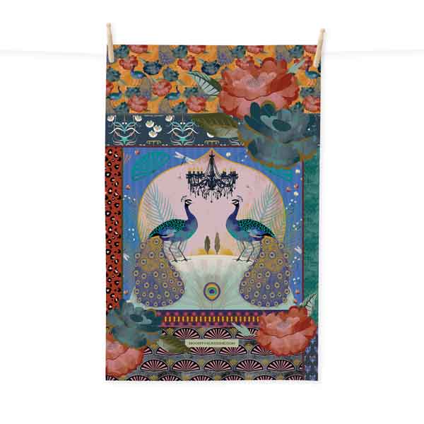 Peacock Paradise tea towel