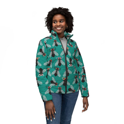 Flies with Specs women’s puffer jacket