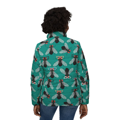 Flies with Specs women’s puffer jacket