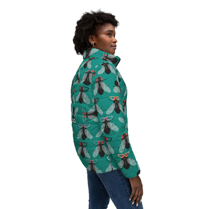 Flies with Specs women’s puffer jacket