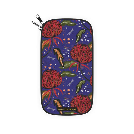 Floral Waratah Chintz passport wallet