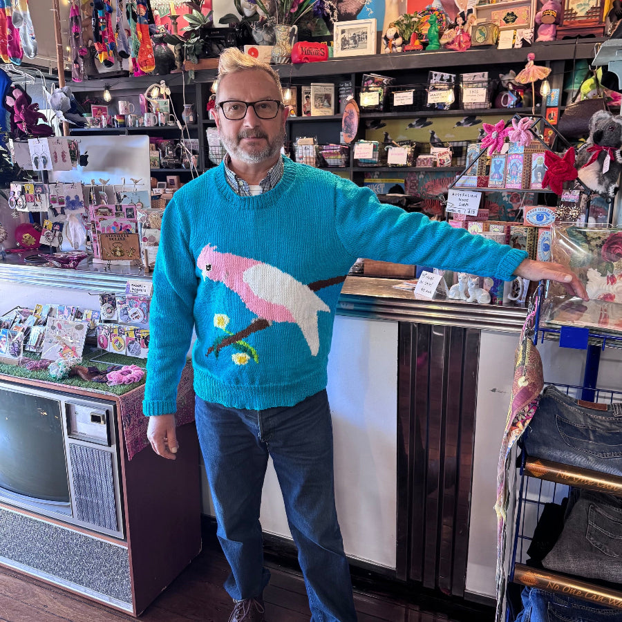 Galah aqua handknit jumper