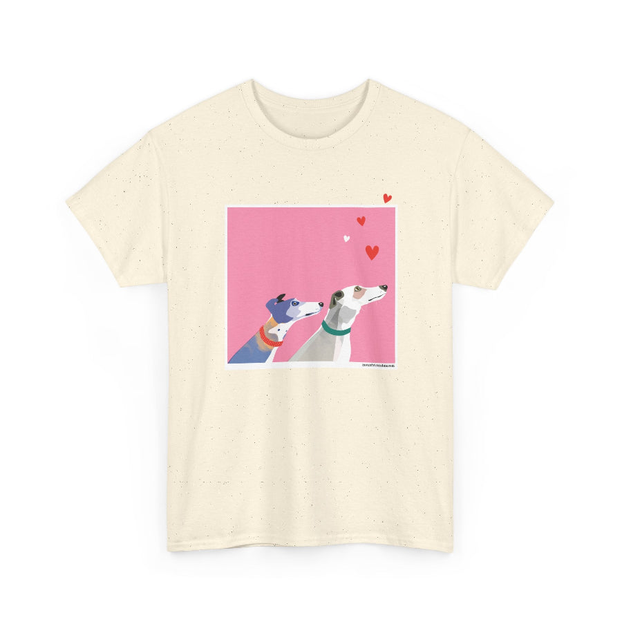 Greyhound Love pink classic cotton t shirt