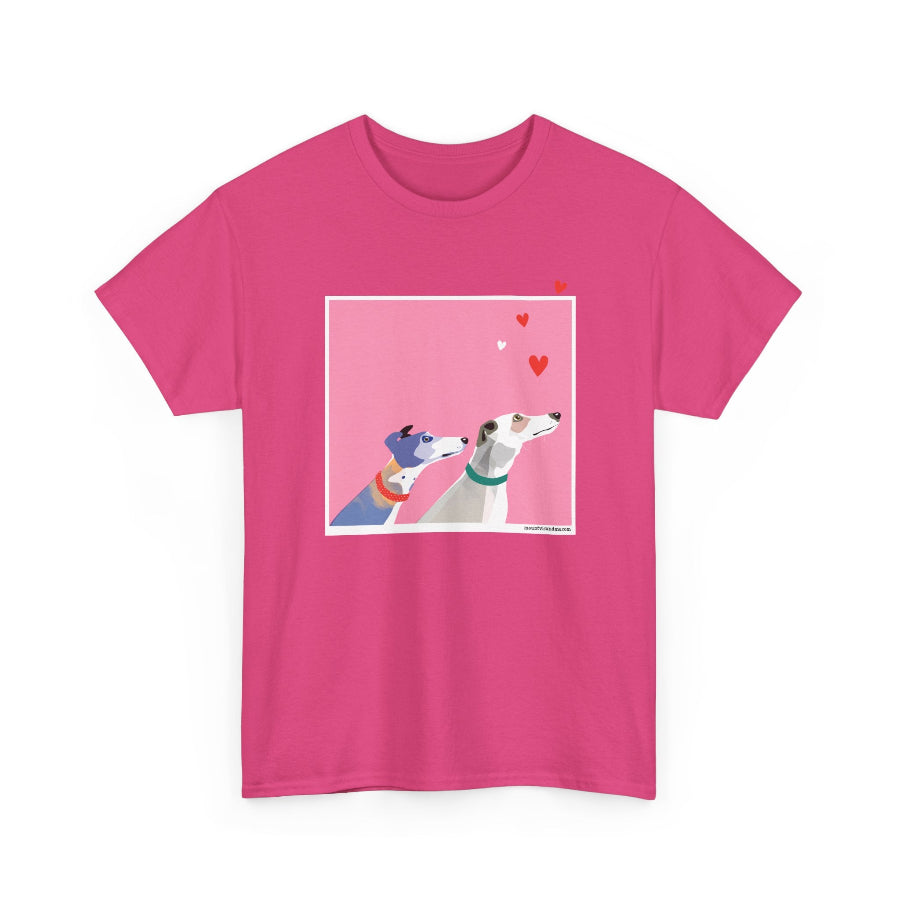 Greyhound Love pink classic cotton t shirt