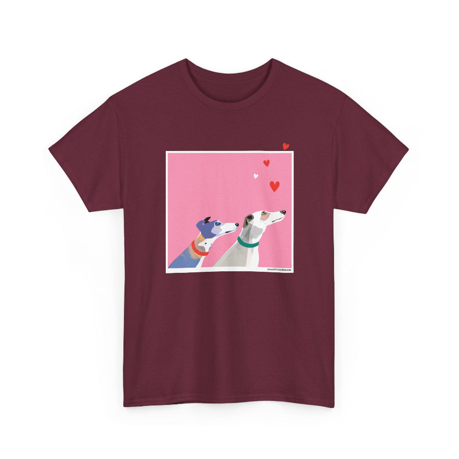 Greyhound Love pink classic cotton t shirt