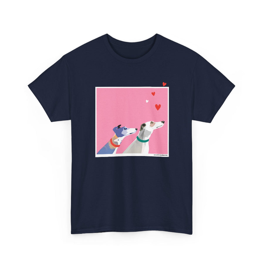 Greyhound Love pink classic cotton t shirt