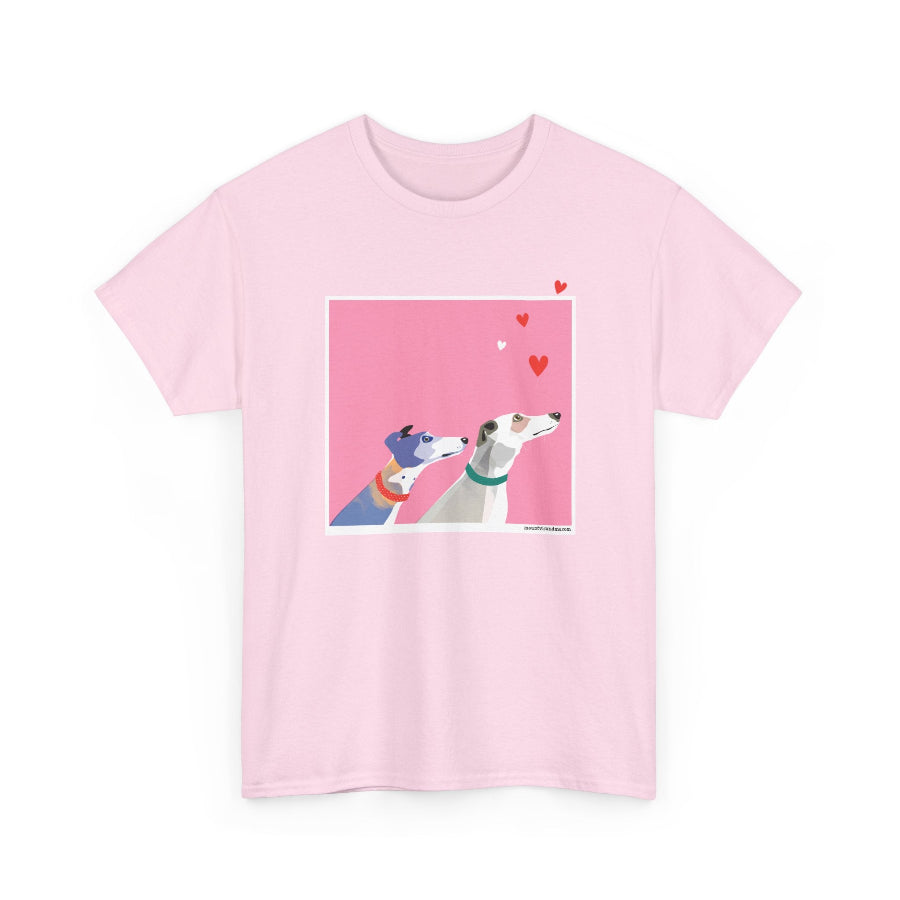 Greyhound Love pink classic cotton t shirt