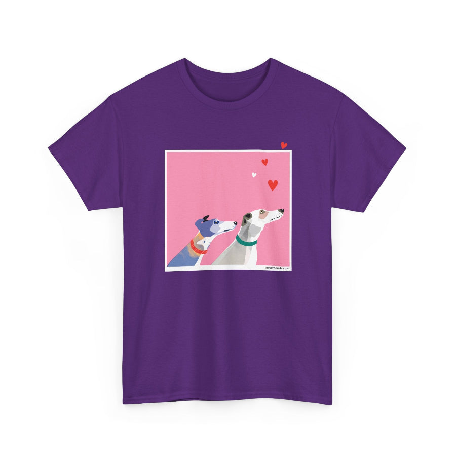 Greyhound Love pink classic cotton t shirt