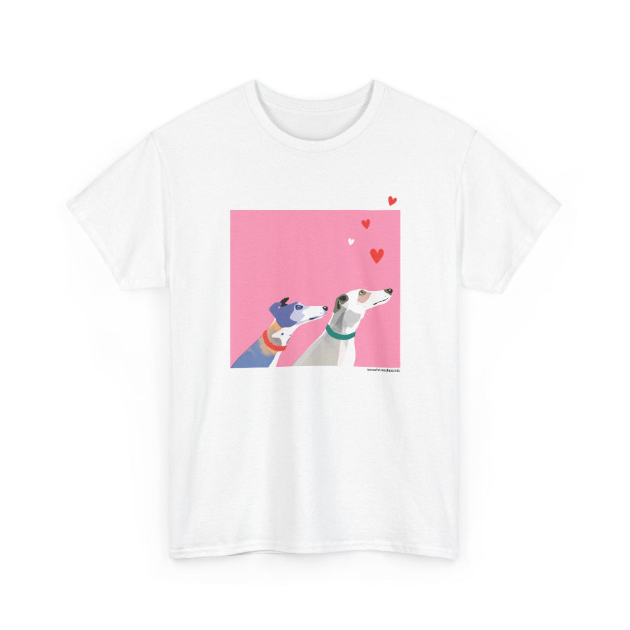Greyhound Love pink classic cotton t shirt