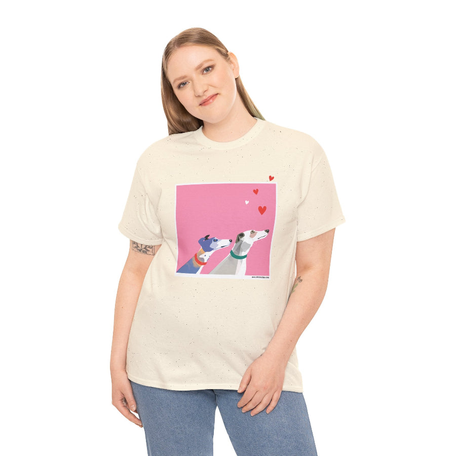 Greyhound Love pink classic cotton t shirt