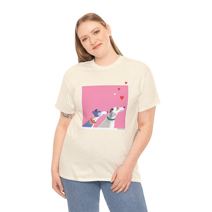 Greyhound Love pink classic cotton t shirt