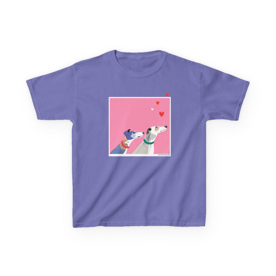 Greyhound Love pink kids classic t shirt