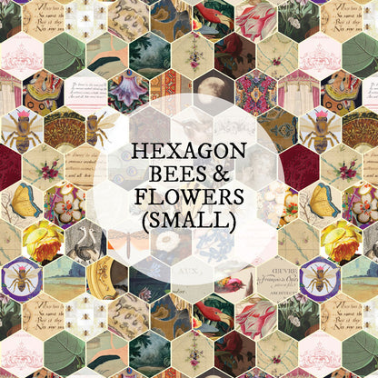 Fabric : Hexagon Bees & Flowers small scale