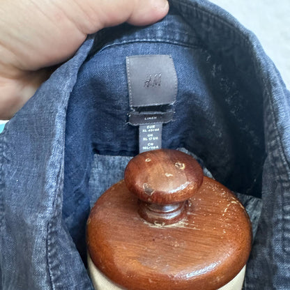 sz XL mens blue linen shirt