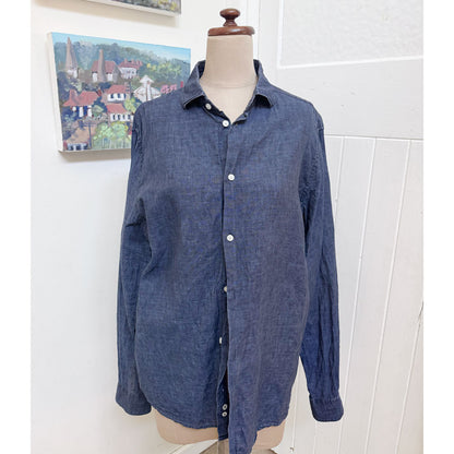 sz XL mens blue linen shirt