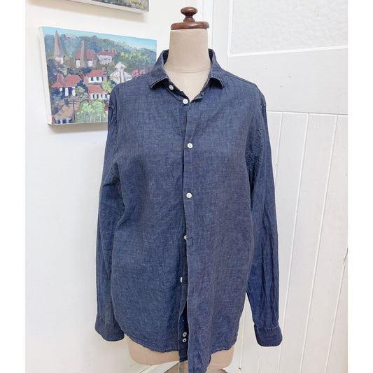 sz XL mens blue linen shirt