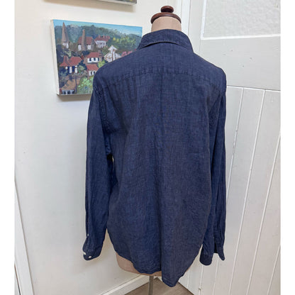 sz XL mens blue linen shirt