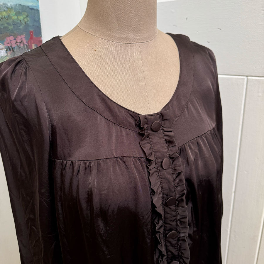 sz 6 H&M chocolate silky blouse