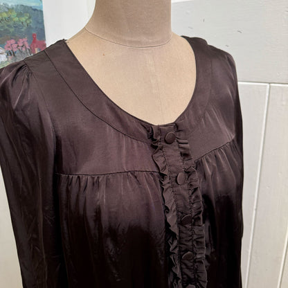 sz 6 H&M chocolate silky blouse