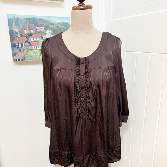 sz 6 H&M chocolate silky blouse