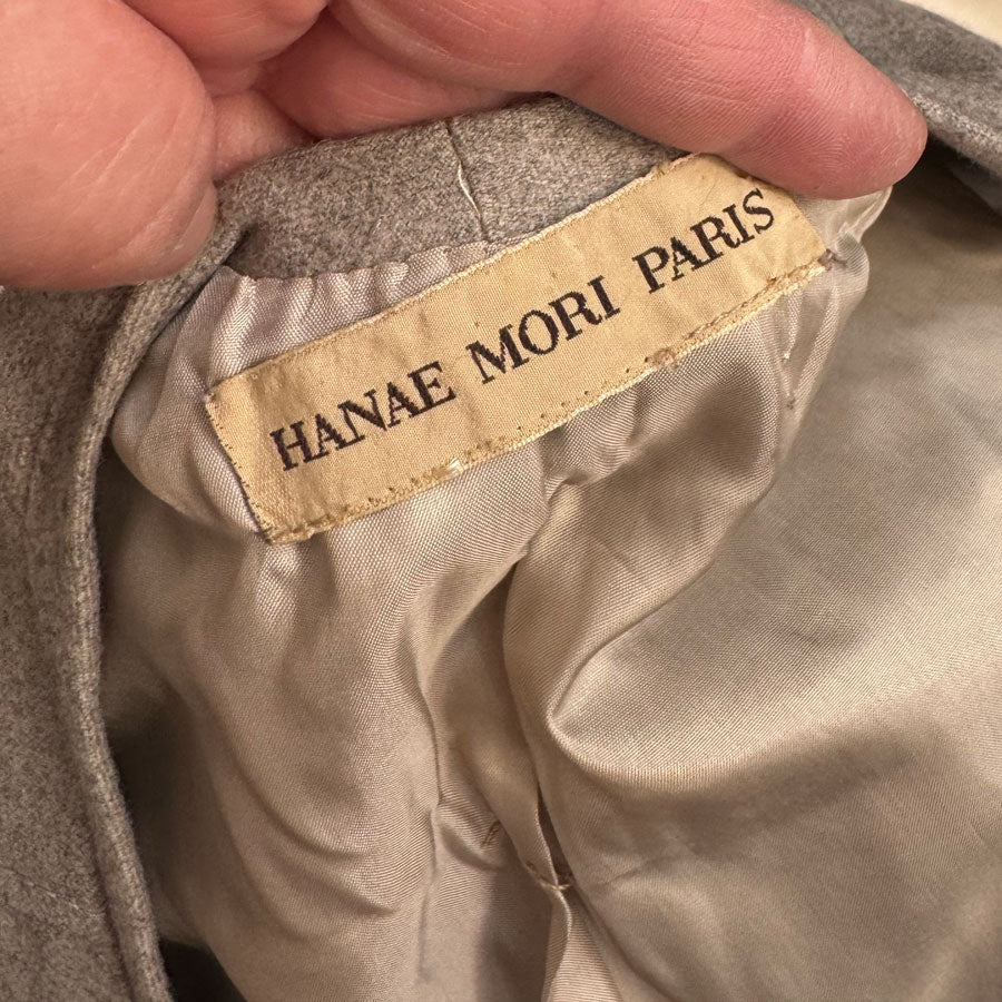 Hanae Mori designer grey wool jacket